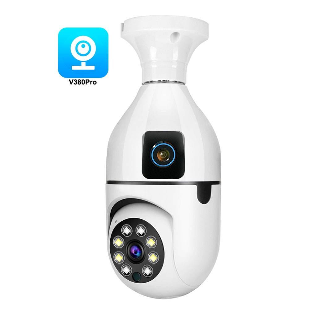 Dual Lens V380 Pro PTZ Bulb IP Night Vision WiFi IP Camera